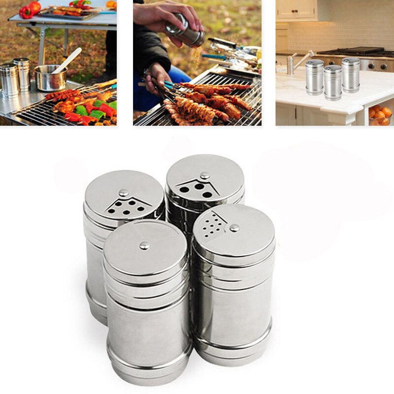 1Pc Rvs Kruidkruik Container Mini Zout En Peper Shakers Multifunctionele Kruiden Tandenstoker Opslag Fles Bbq Tool