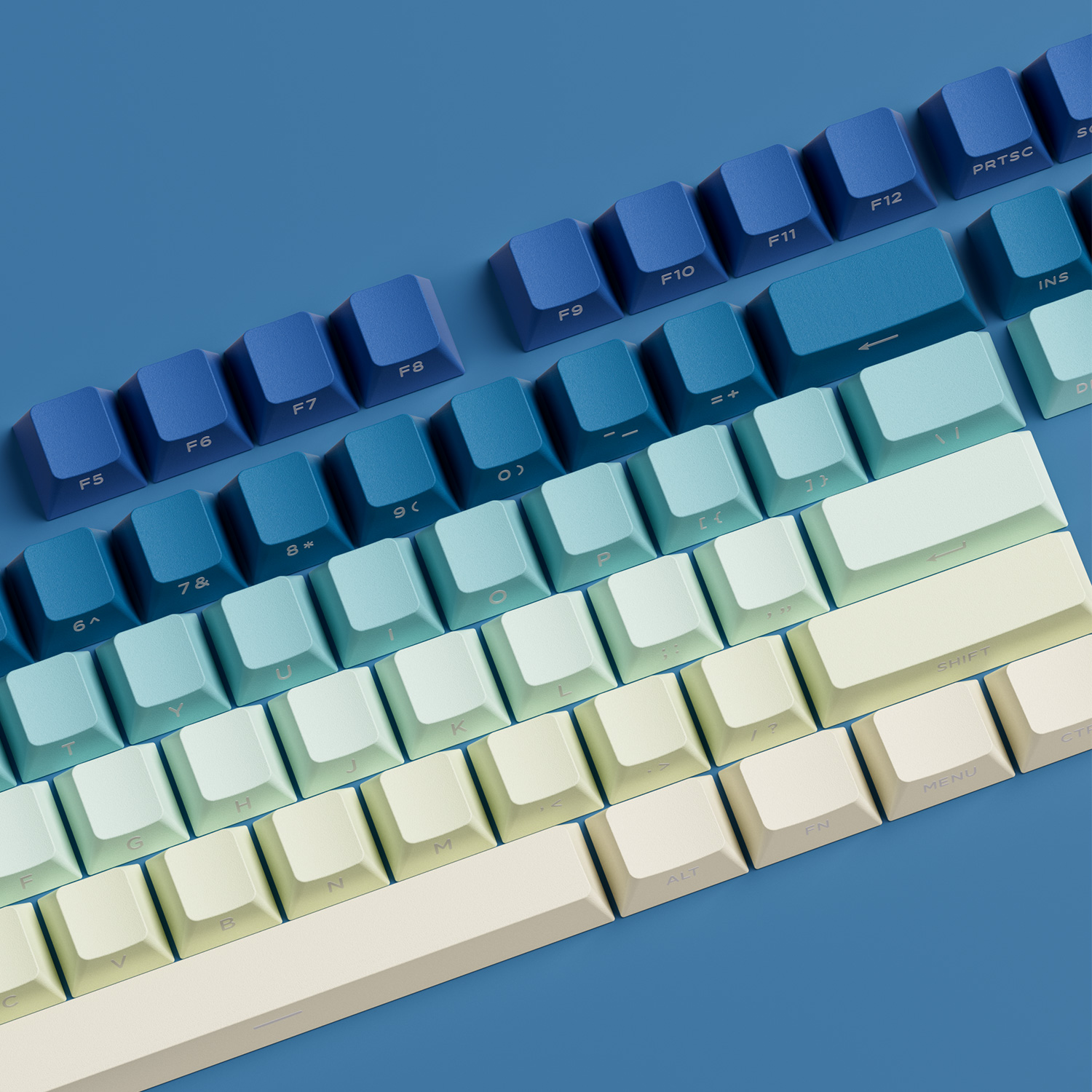 Veekos Gradient Side Printed Keycap Set Cherry Profile PBT Double Shot 136-Key Keycaps for MX Switch Custom Mechanical Keyboard