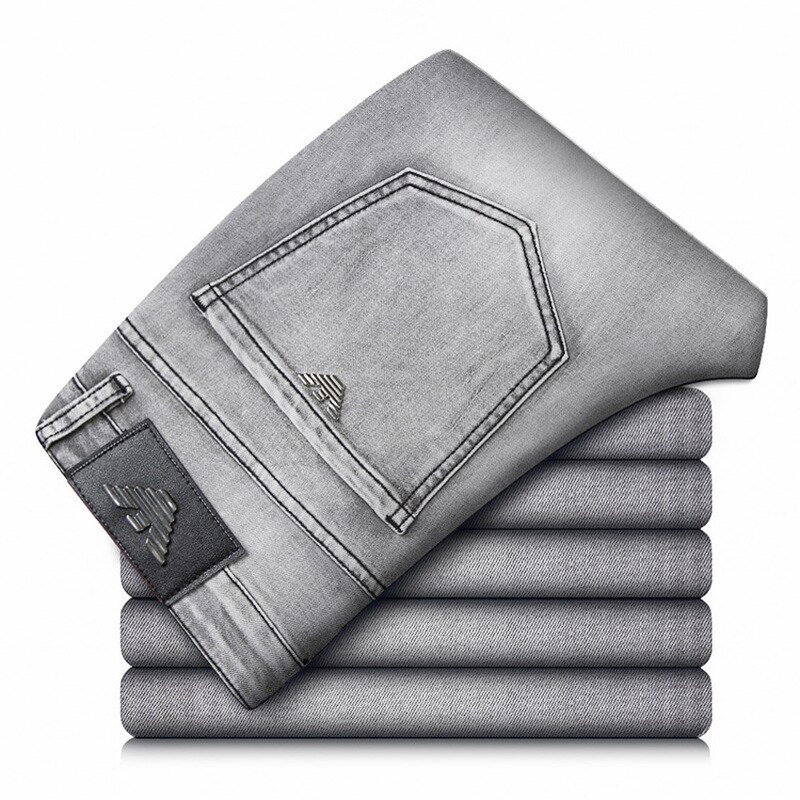 retro Herbst Winter herren Jeans Baumwolle Dünne Elastische Italien Adler Geschäft Hosen Klassische Jeans Denim Hosen Männlichen Schlauch