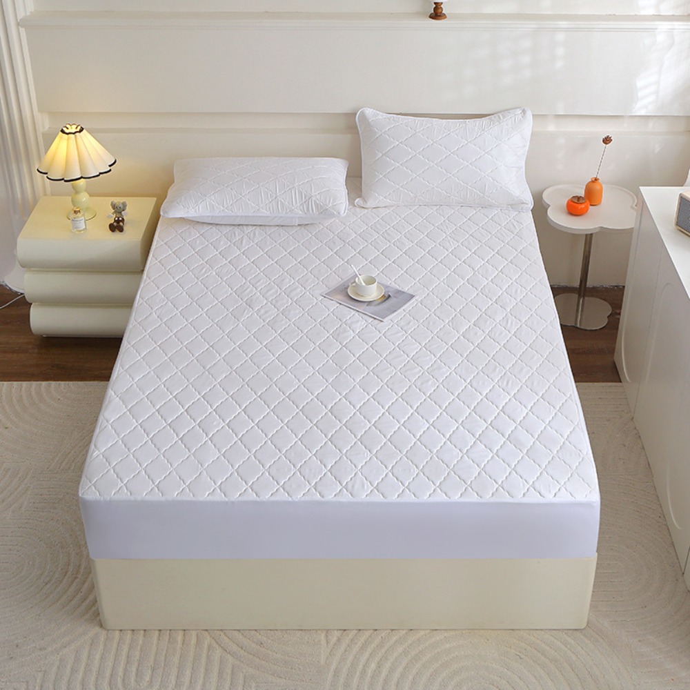 Surmatelas imperméable, housse de matelas, motif en treillis losange, anti-poussière, couvre-lit élastique et respirant pour chambre à coucher