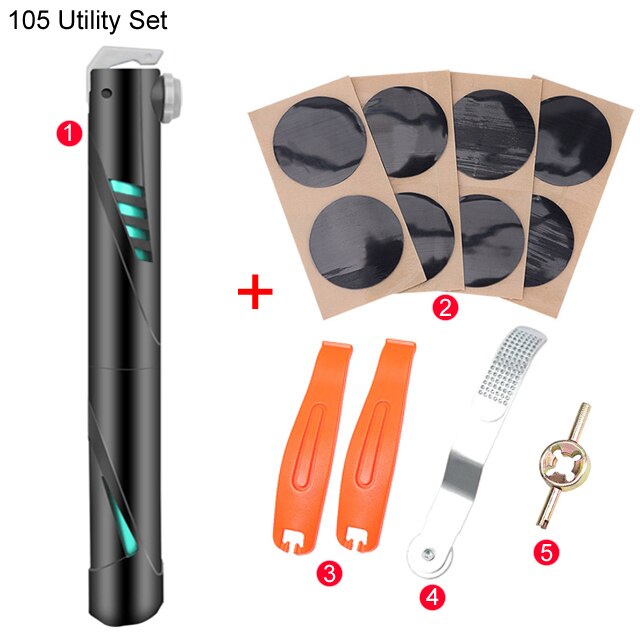 160PSI Hoge Druk Fietspomp Hand Mini Pomp Fiets Air Inflator Compressor Met Houder Voor Schrader/Presta Ventiel Fietspomp: Black B 120PSI Set2