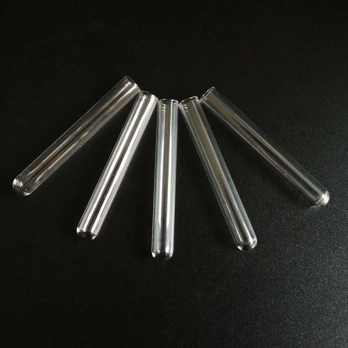 100pcs Transparent Clear 10x75mm Glass Test Tube Round-bottom Test Tube Vial Lab Glassware for School Laboratory