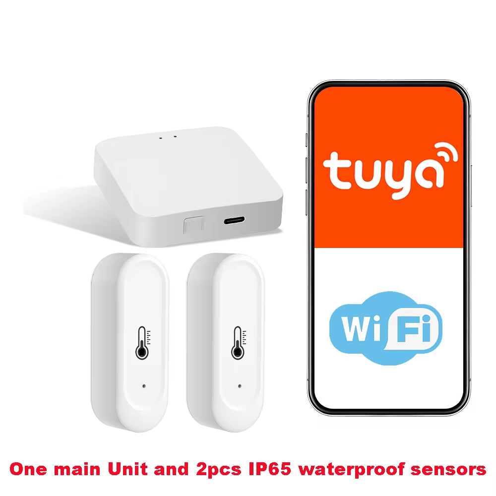 Tuya-estación meteorológica WIFI RF433, Kit de termómetro inalámbrico, Sensor de temperatura y humedad interior, monitoreo remoto de teléfono: Negro
