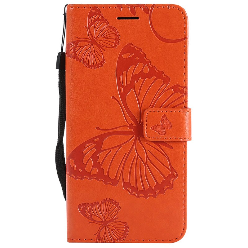 For Huawei Honor 7S 5.45" Honor Play 7 Flip Leather Luxury Case Honor7s Embossed 3D Butterfly Wallet PU Phone Cover Card Holder: Honor 7s 5.45-inch / Orange