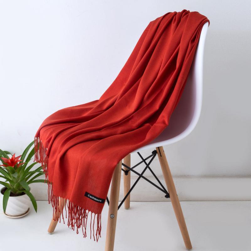 Women Solid Color Cashmere Scarves With Tassel Lady Winter Autumn Long Scarf Female Shawl Men Scarf