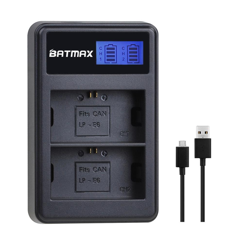 4x 2650 mah lp -e6 lp-e6n lp  e6 akku + lcd usb -kaksoislaturi canon eos 6d 7d 5d mark ii iii  iv 60d 60da 70d 80d 5ds r  xc10