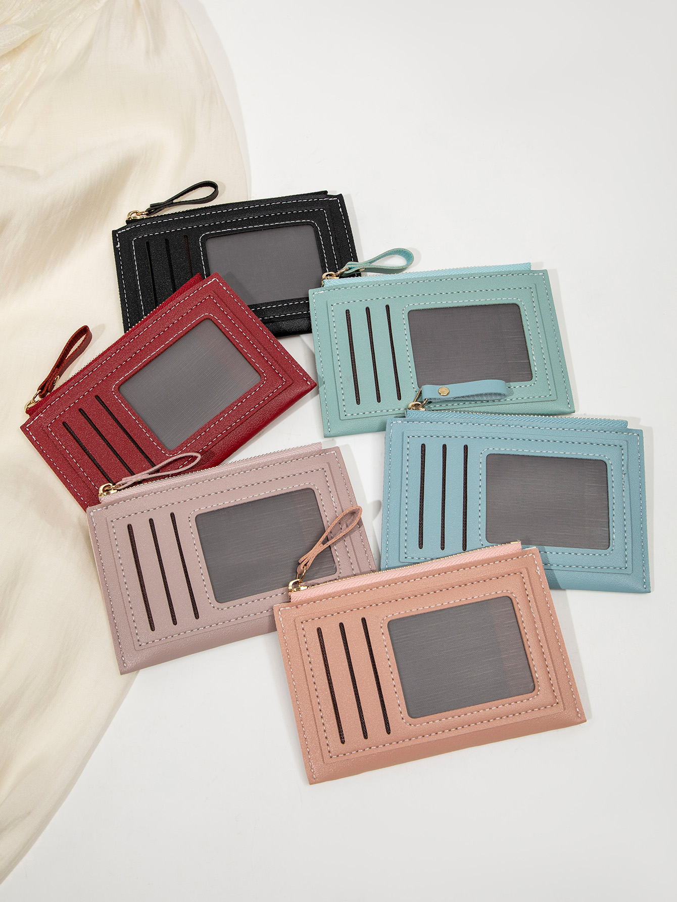 Minimalist ultra-thin coin wallet fashionable and portable PU leather wallet multifunctional credit card clip zipper card holder