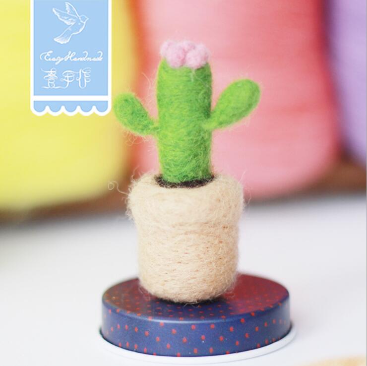 An ebullient succulent plant wool needlepoint kit wool felt needle felting keychain craft needlecraft DIY handmade: E