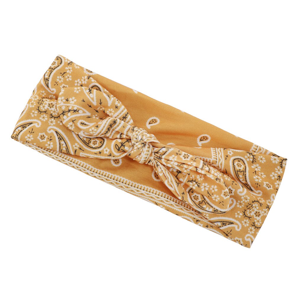 Mode Vrouwen Meisjes Zomer Haarbanden Print Hoofdbanden Vintage Cross Tulband Bandage Bandana Haarbanden Haar Accessoires: yellow