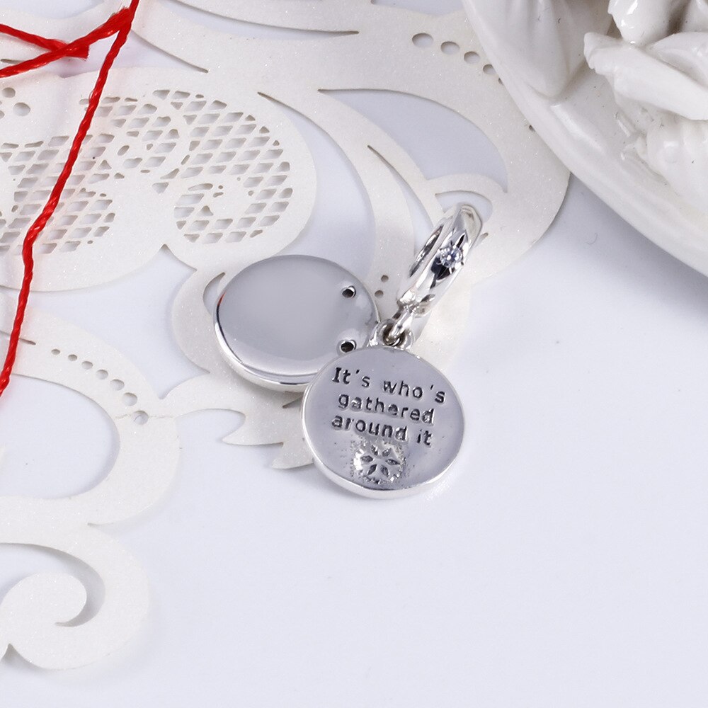 Genuine 925 Sterling Silver Bead Perfect Christmas Dangle Charm, Clear & White Enamel Fit Pan Necklace & Bracelet Jewelry