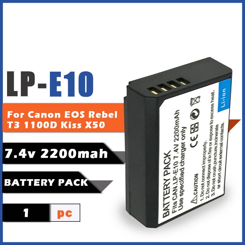 7.4V 2200Mah LP-E10 Batterij Voor Canon Eos Rebel T3 T5 T6 1100D 1200D 1300D Kus X50 X70 Camera batterijen Lp E10 LPE10