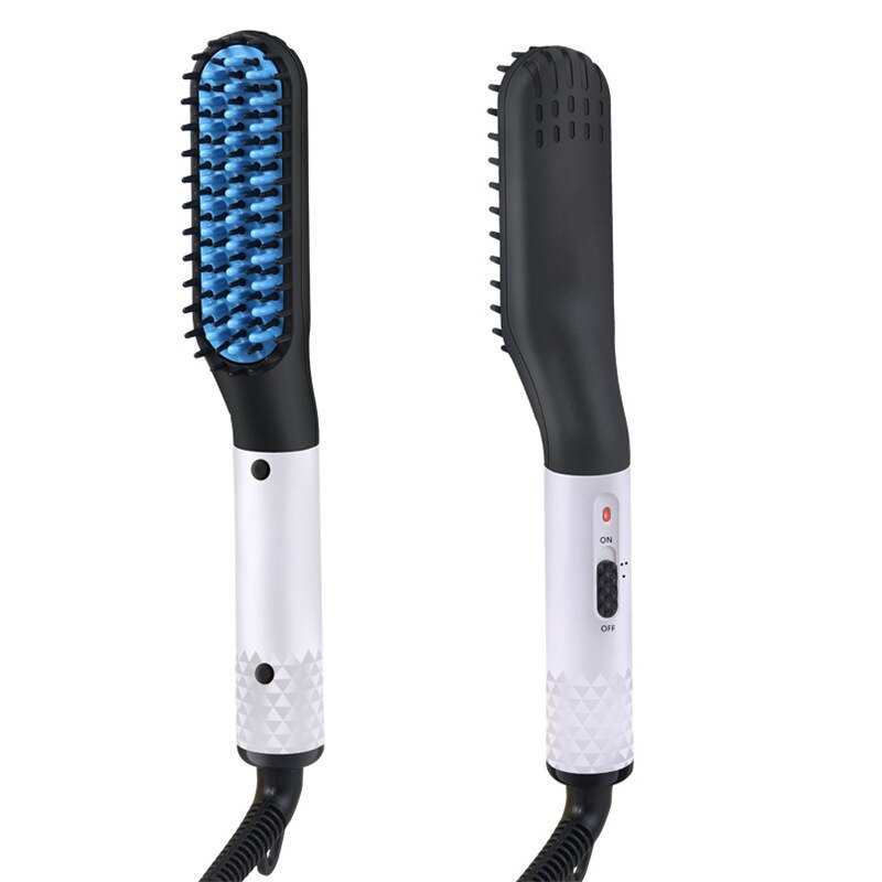 Peigne électrique multifonctionnel pour hommes, brosse à cheveux, lisseur de barbe, peigne à lisser, bigoudi, outils de coiffure: white / L'UA