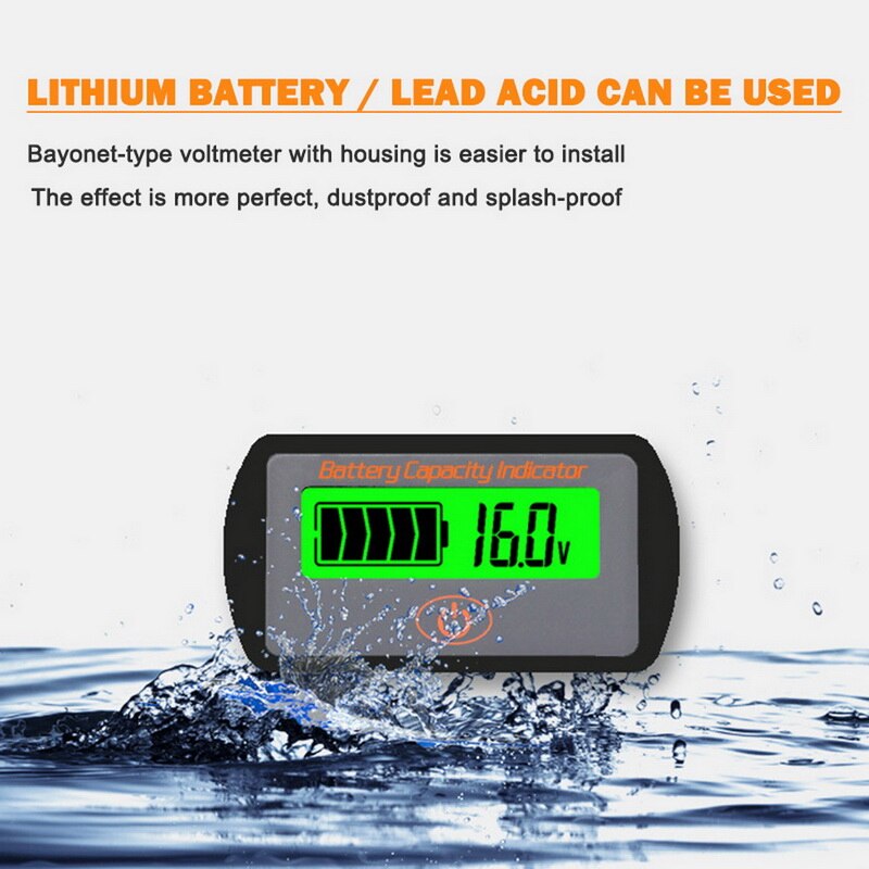 Battery Monitor Capacity LCD digital display Indicator Lead-Acid Lithium Battery Voltmeter