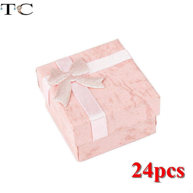 Ring Box Jewelry Organizer Paper Box Ring Packaging Box Jewellry Store Container Earring Box 24pcs/Lot: Pink