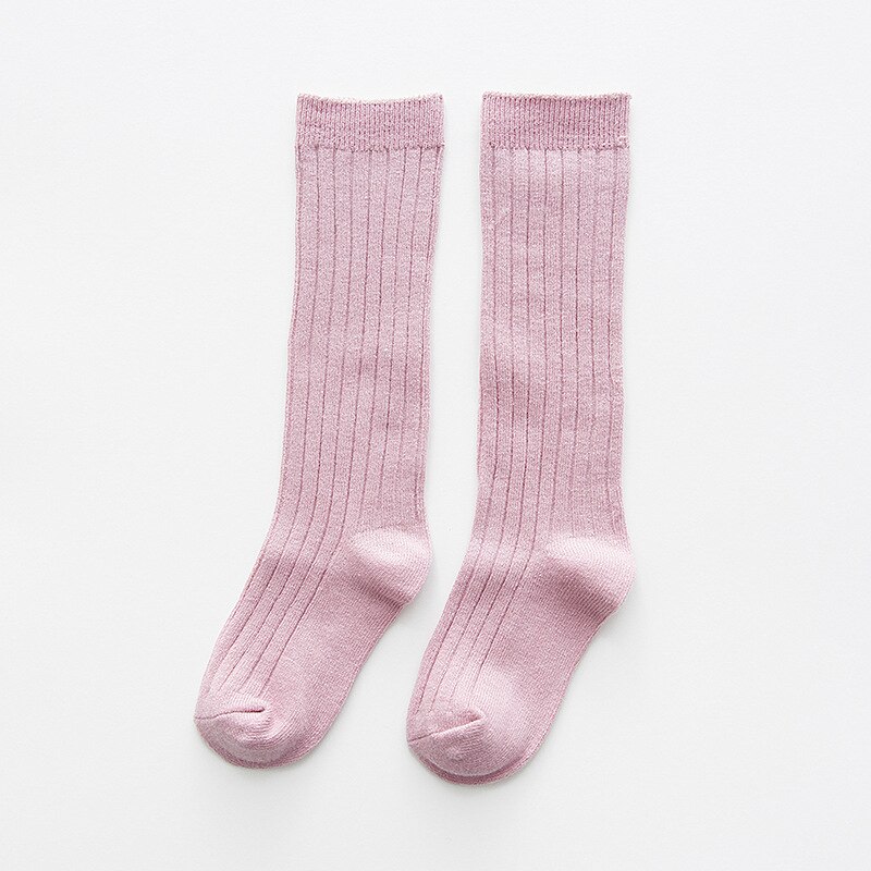 Baby piger knæhøje sokker børn benvarmer solid bomulds sokker åndbar blød baby skridsikker lang sok wms 011: Wms 011c