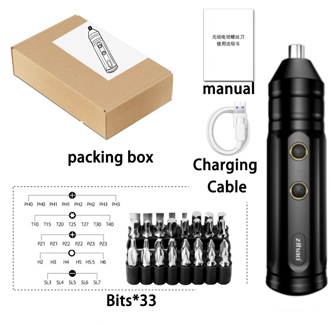 Xiaomi Elektrische Schroevendraaier Oplaadbare Kleine Huishoudelijke Volautomatische Elektrische Schroevendraaier Mini Schroevendraaier: 33-piece set Edit 2