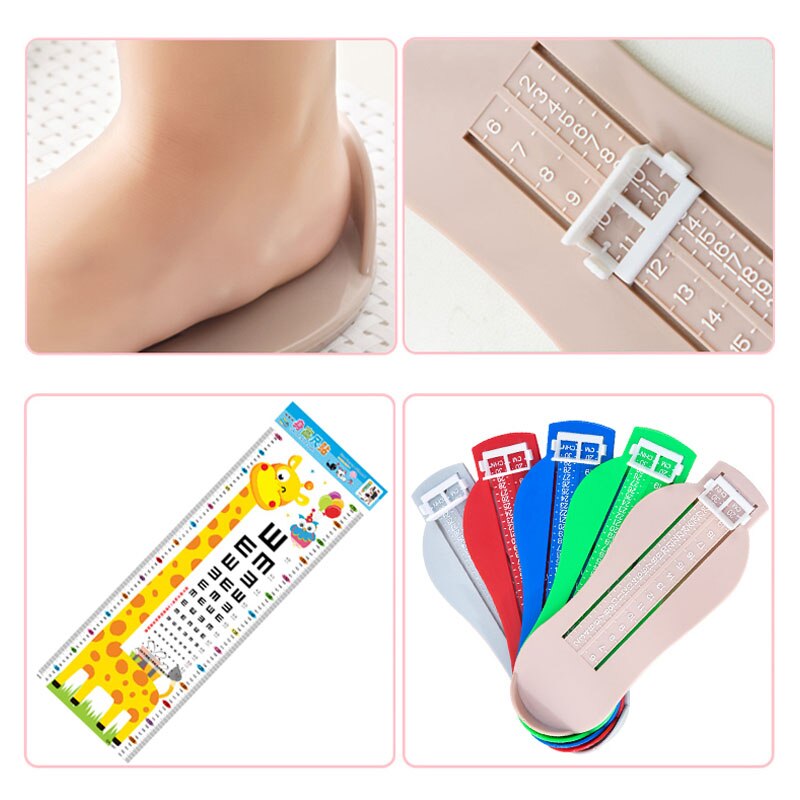 Regla de PIE de bebé de varios colores, dispositivo de medición de longitud, calculadora de zapatos para niños, accesorios de zapatos para bebés, calibrador, herramientas AXP001