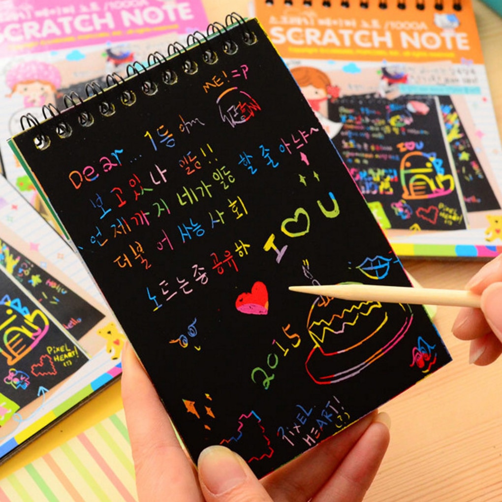 1 Pc Scratch Opmerking Kinderen Creatieve Diy Scratch Schilderij Kleurrijke Graffiti Notebook Creatieve Diy Milieuvriendelijk Puzzel