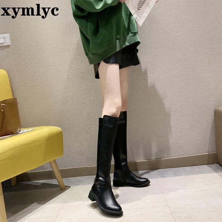 Women Over The Knee Boots Winter Thigh High Boots Suede Ladies Black Long Booties Elastic Block Heels Size 35-43