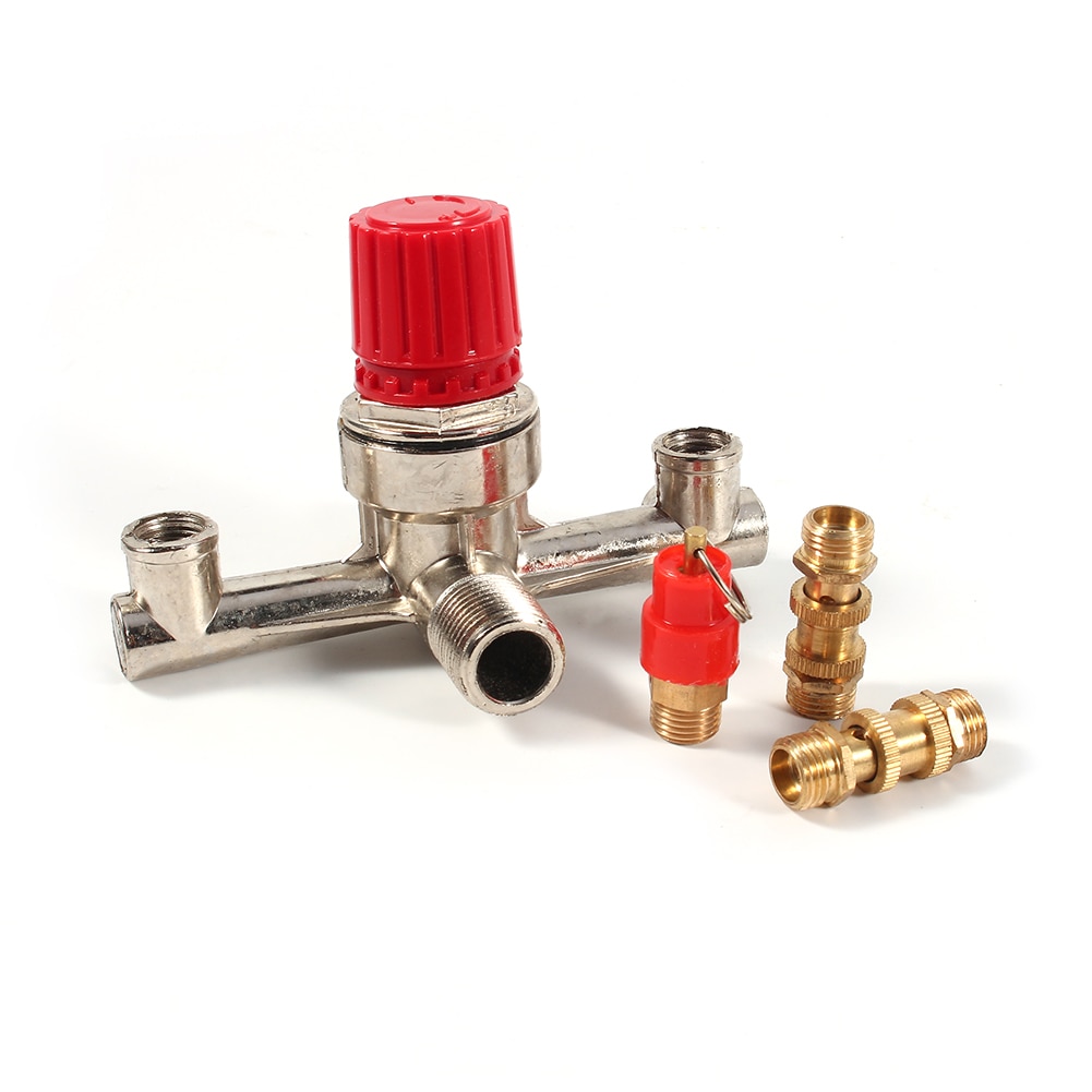 Dubbele Uitlaat Buis Legering Luchtcompressor Schakelaar Drukregelaar Valve Fit Deel Pressure Release Regulator Druk Beugel