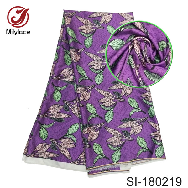 Tissu en soie nigérian de , wax numérique imprimé de couleur vive pour robe SI180207: color 19