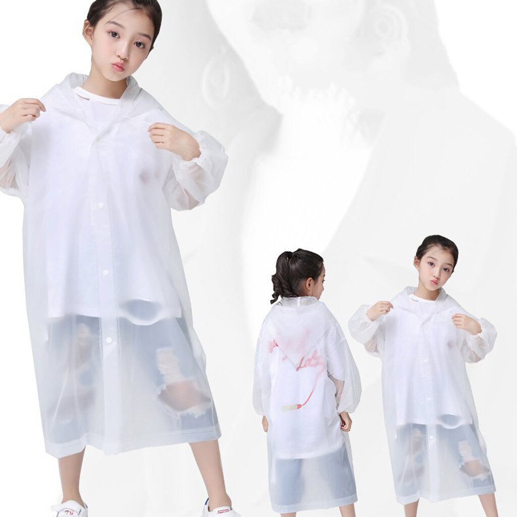 Waterproof Raincoat Kids Children Reusable Outdoor Travel Thickened Rain Coat Thick Transparent Clear EVC Rainwear chubasquero