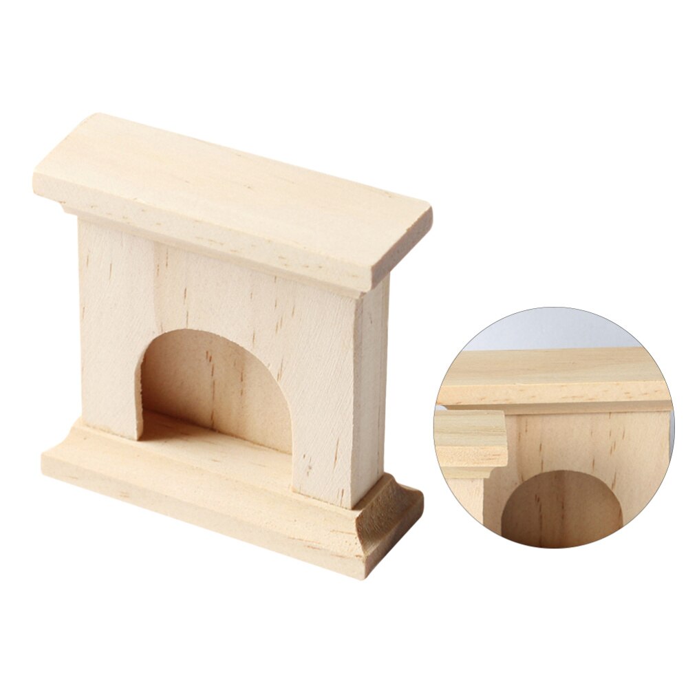 Mini naturligt massivt træ pejs fotografi model udsmykning miniature legetøj hus tilbehør