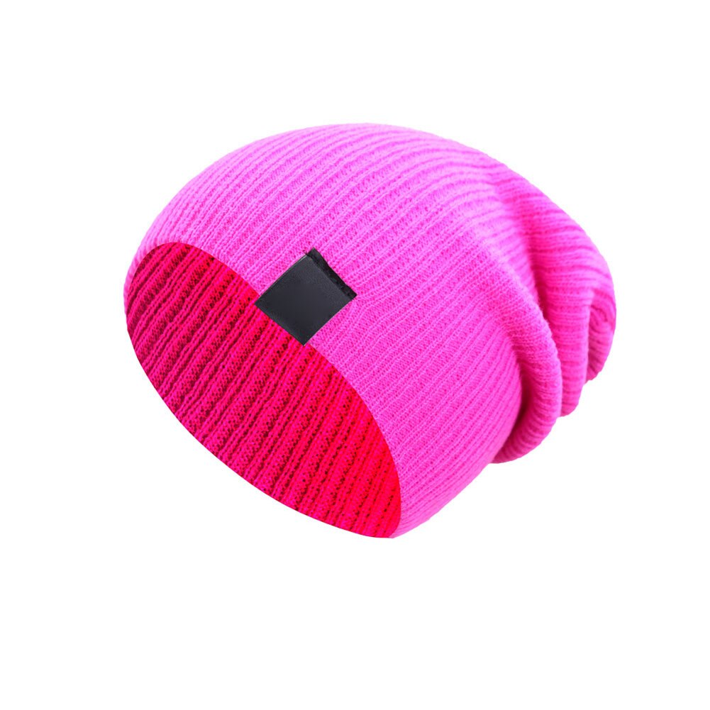 Men Women Winter Beanies Cap Outdoor Bonnet Skiing Hat Soft Knitted Hat DO2: light red