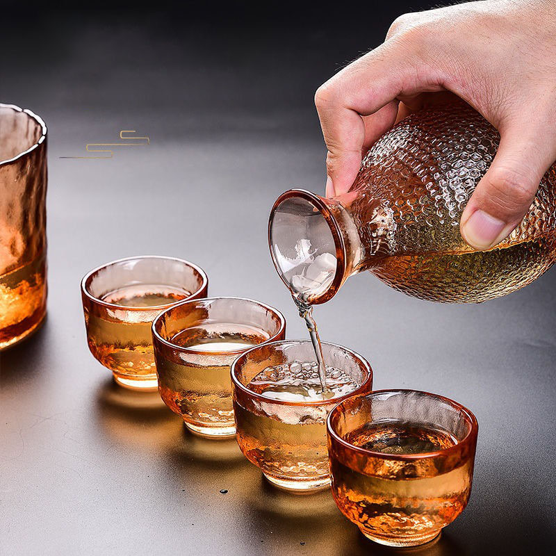 Hammer Pattern Ice Fog Matte Cup Japanese Sake Set Wine Warmer Fruit Wine Tequila Pot Whisky Glass Cup Wineware