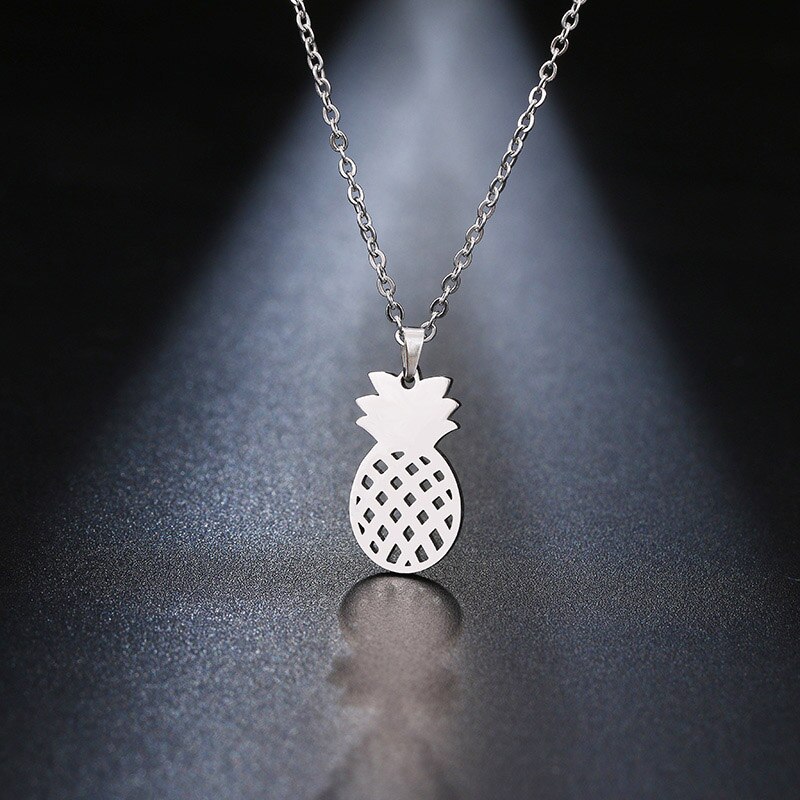 Dotifi Rvs Ketting Voor Vrouwen Minnaar Goud En Zilver Kleur Ananas Hanger Ketting Engagement Sieraden: Silver