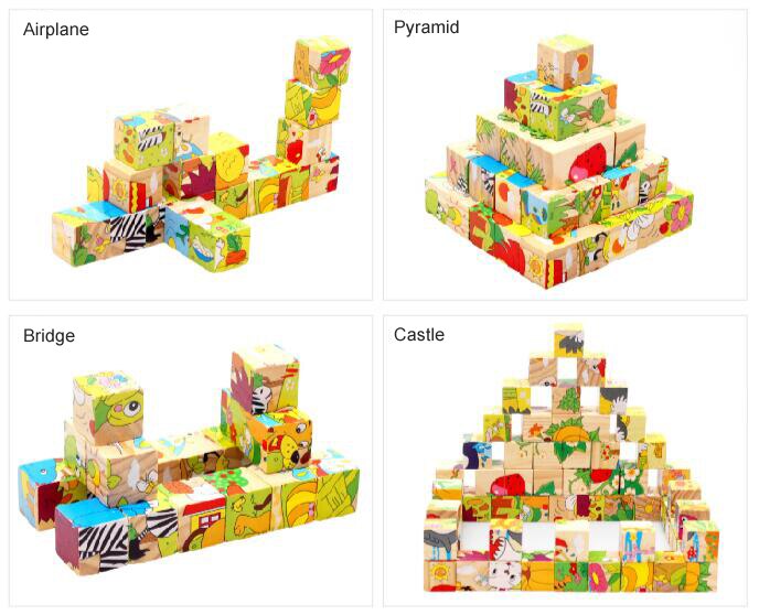 1pc Nine Blocks Six-sided 3D Jigsaw Cubes Puzzlesd Wooden Toys For Children Kids Educational Toys Funny Games GYH
