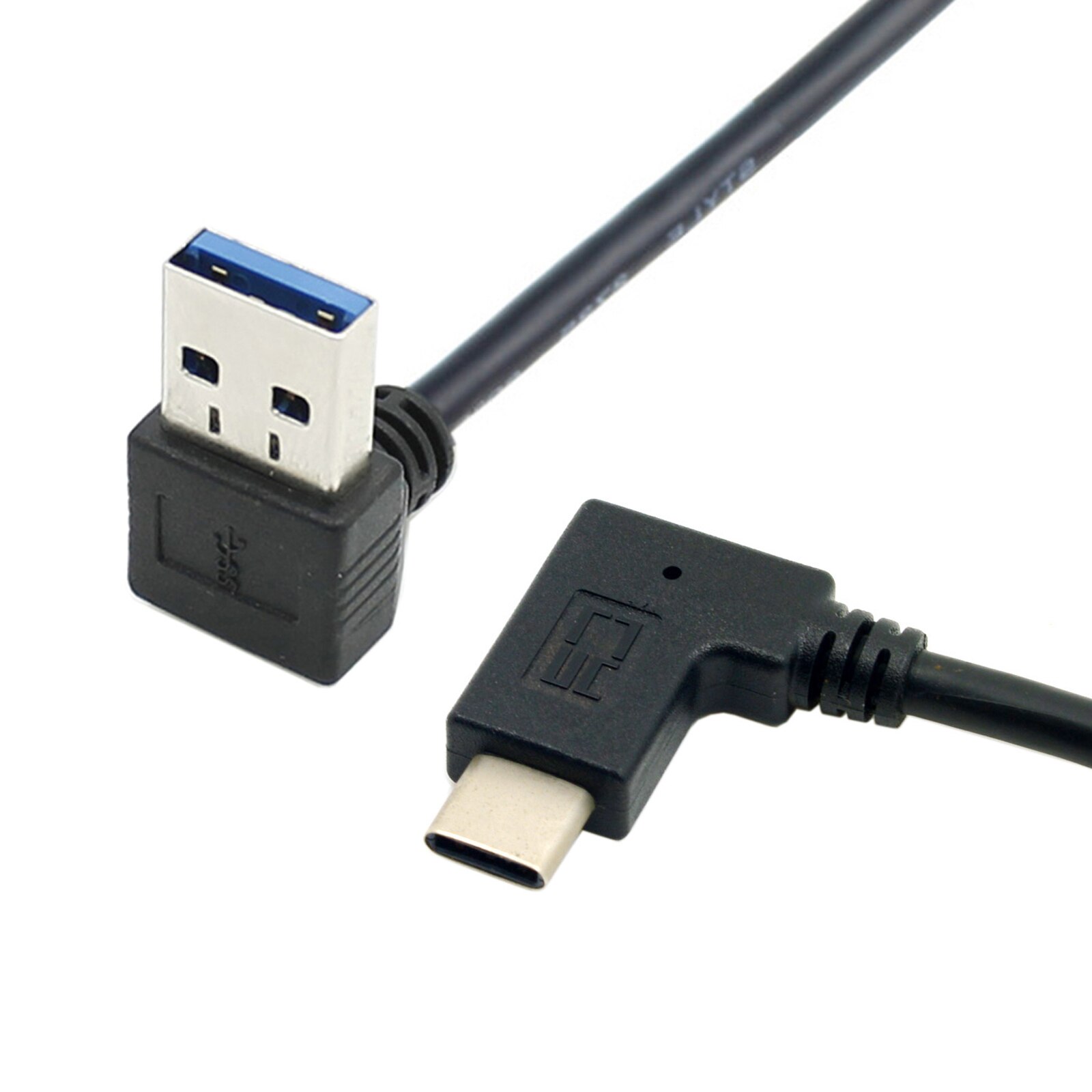 Cablecc 30cm vändbar usb 3.1 typ c usb-c vinklad till nedvinklad 90 grader en handatakabel för laptop &amp; surfplatta &amp; telefon