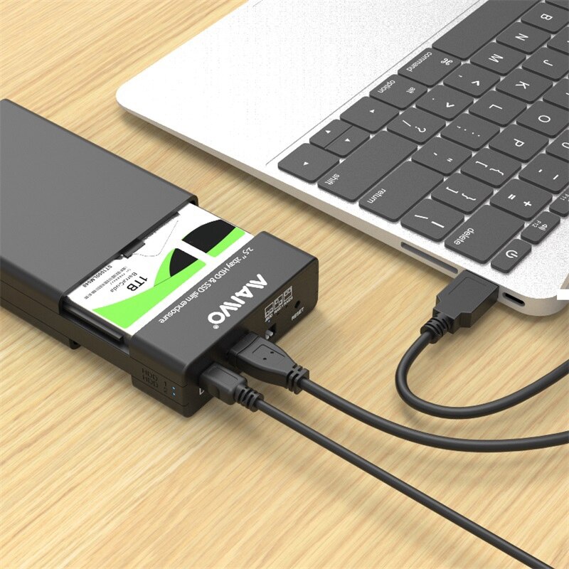 Maiwo  k25682 2- bay-festplattengehäuse mit 2.5- zoll-sata/hdd/usb-anschluss