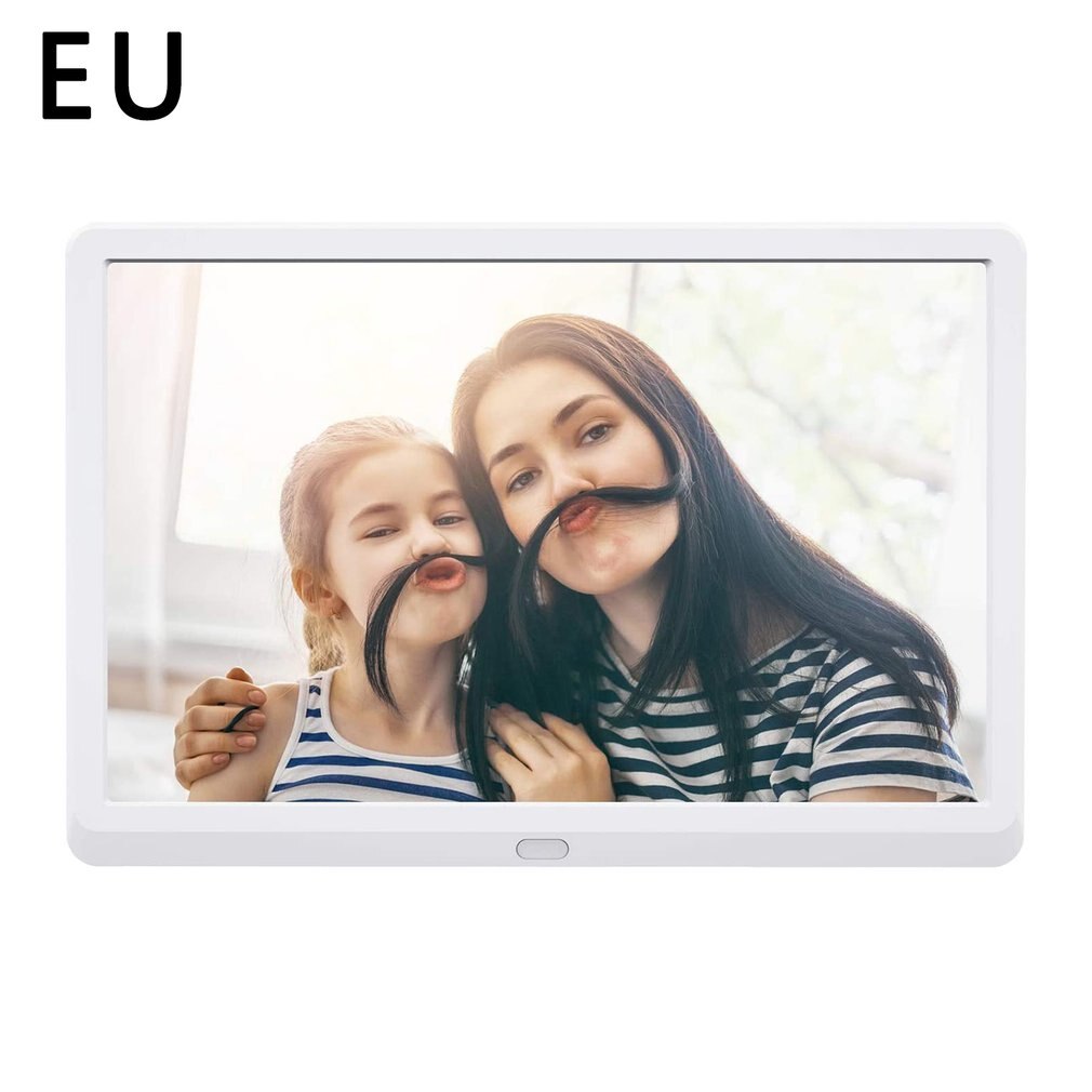 10 Inch LED Digital Photo Electronic Album Frame With Automatic Slideshow And True Color LCD Display Video Playing: White EU plug