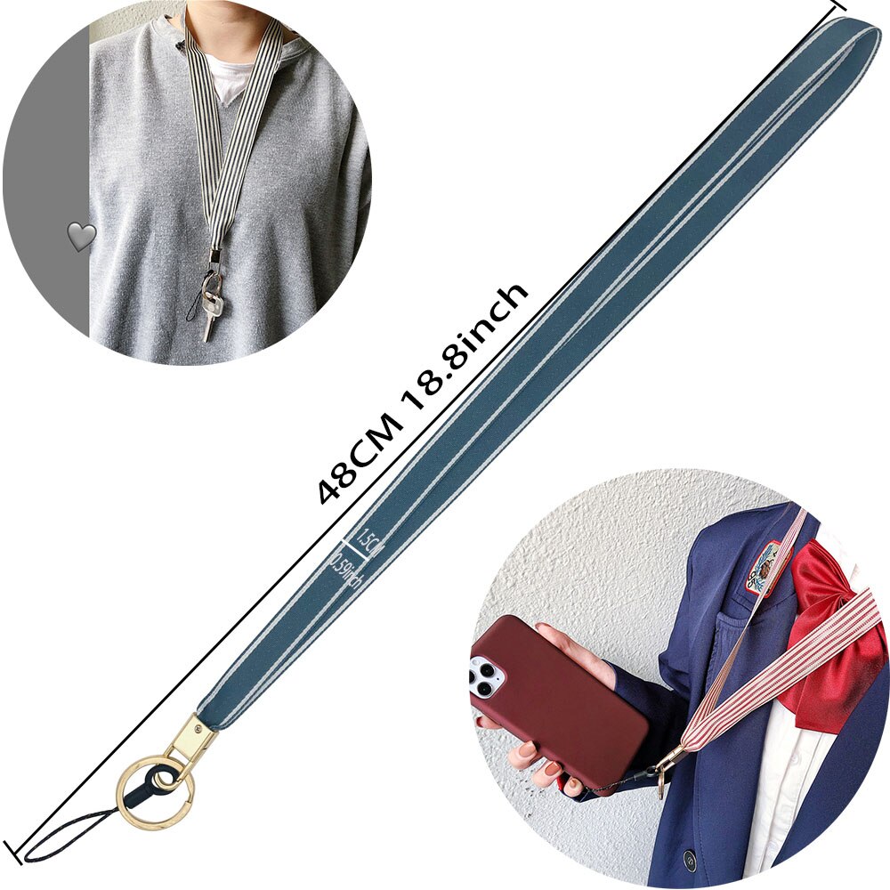 cordones de rayas multicolor para teléfono para correa de cuello de llave para tira de correas para tarjeta de identificación llavero para gimnasio Lanyard Key