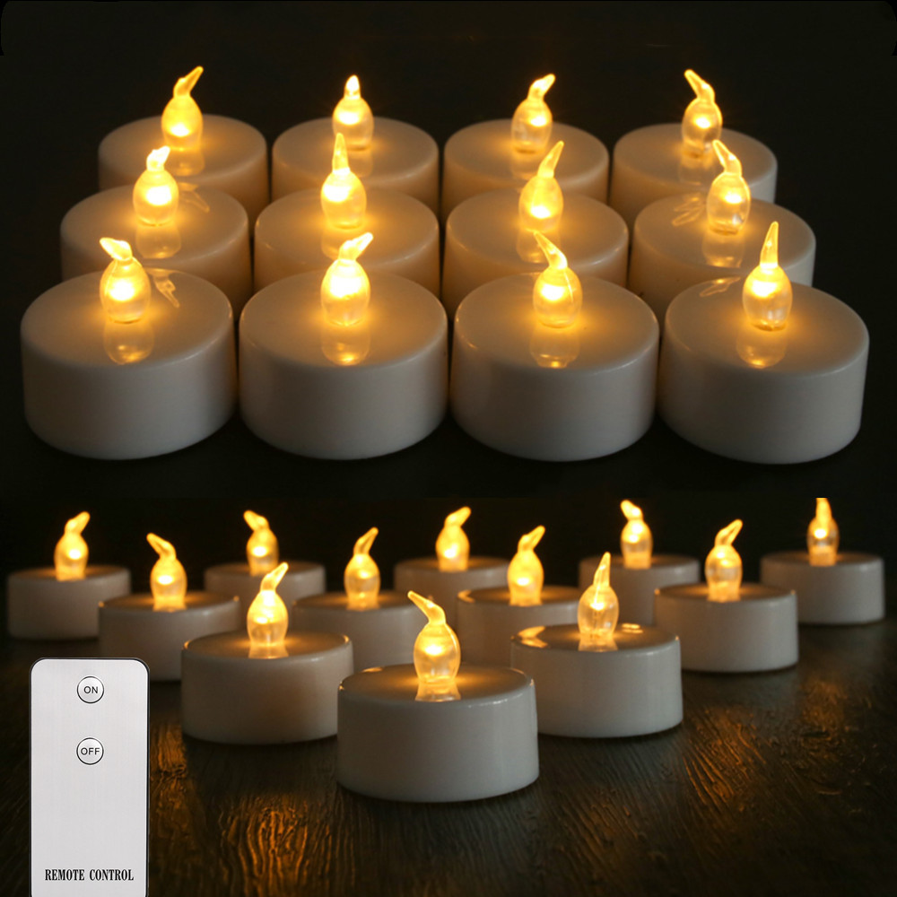 Battery Operated Tea Light Candles with Remote Control 12/24Pack Flameless Flickering LED Realistic and Bright Electric Candles: changeable