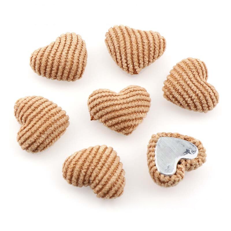 20 Uds. Botones de franela de corazones de colores, adornos para manualidades DIY, suministros para pendientes, Material para hacer joyas, accesorios, nociones de costura: Khaki