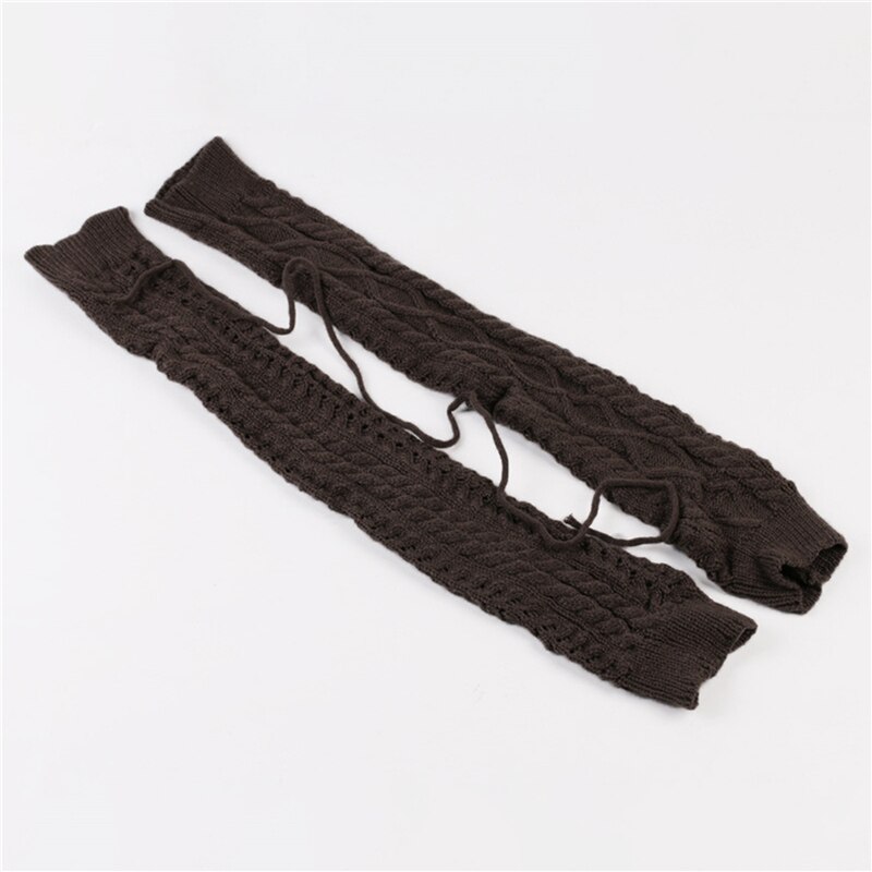 Winter Women Long Leg Warmers Knitted Knee High Stocking Solid Thermal Beenwarmers Ladies Leg Warmers: Dark gray