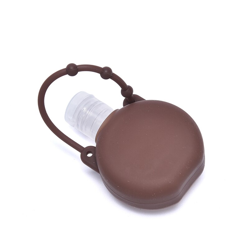 5 stuks 30ml siliconen ronde fles sleutelhanger handwasgel dispenser sleutelhanger handdesinfecterend middel schooltas sleutelhanger: Donker kaki