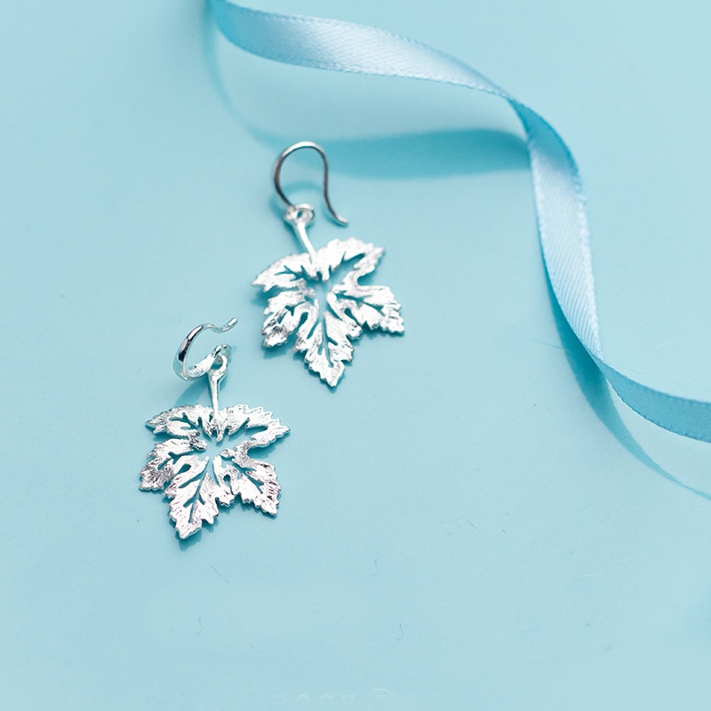 MloveAcc 100% Dell'argento Sterlina 925 di Autunno Albero di Acero Foglie Orecchini A Pendaglio Per Le donne di Lusso Gioielli In Argento di San Valentino Regalo di Giorno