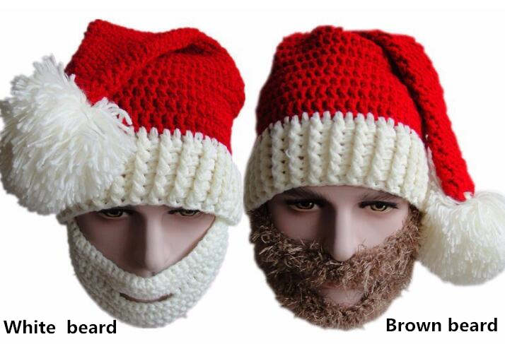 Los hombres y las mujeres barba tejido hecho a mano de lana sombrero de Navidad Santa Claus mano de punto Unisex de