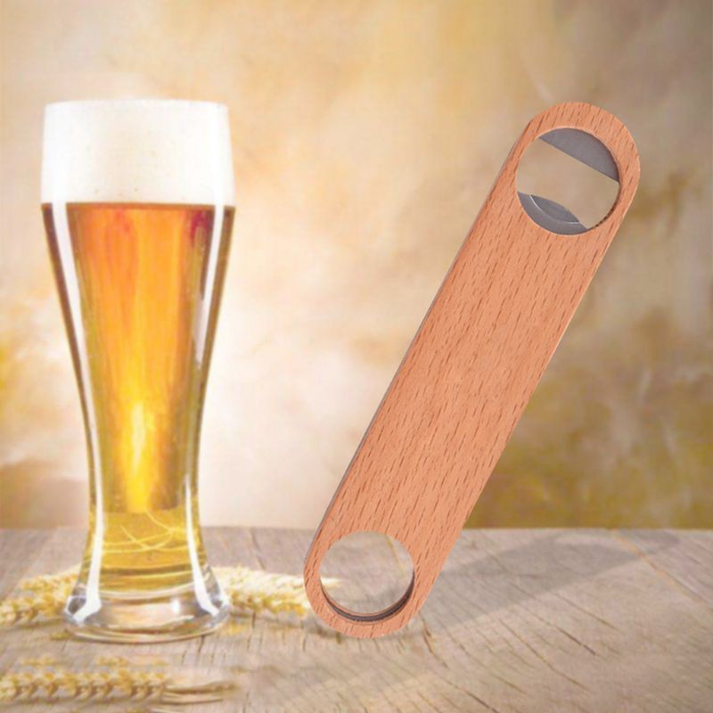 Wood Flat Beer Bottle Opener Vintage Wooden Handle Wine Beer Openers Kitchen Bar Tools