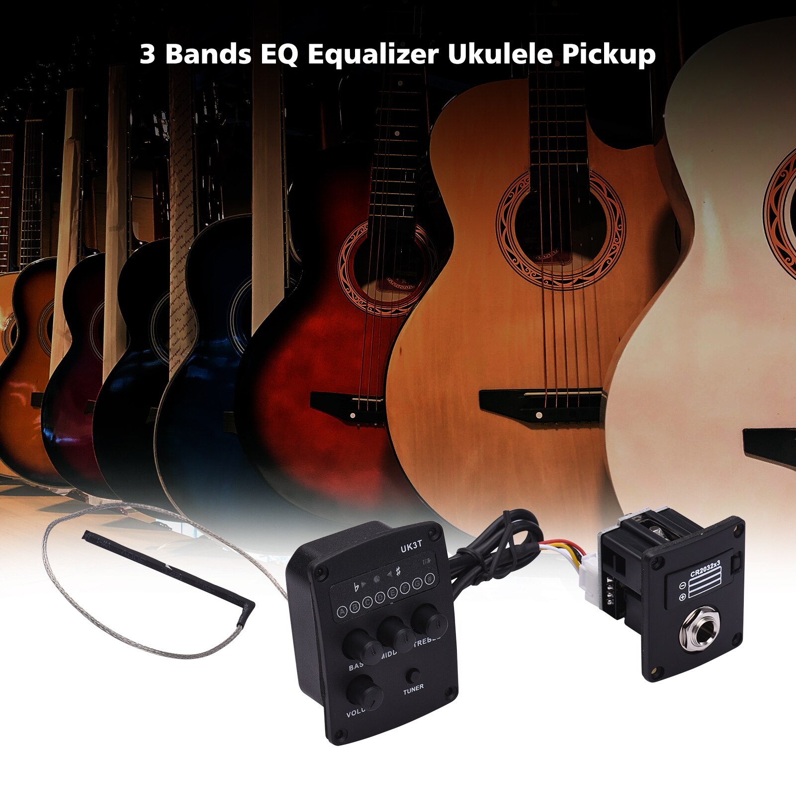 Muslady – amplificateur préampli 3 bandes pour Ukulele Peizo, système de réglage de l&#39;égaliseur EQ