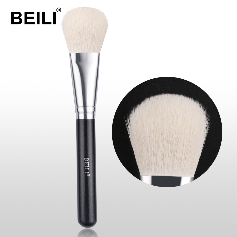Beili 1 stuk zwarte synthetische nano-wolvezel blush contourkwast multifunctionele losse poeder enkele veganistische make-upkwasten
