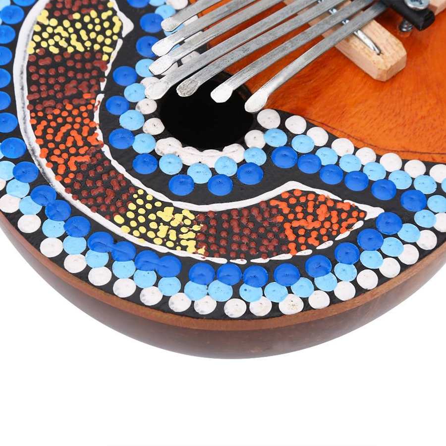 7 nøgle kalimba mbira tommelfinger klaver kokosnødskal malet afrikansk musikinstrument