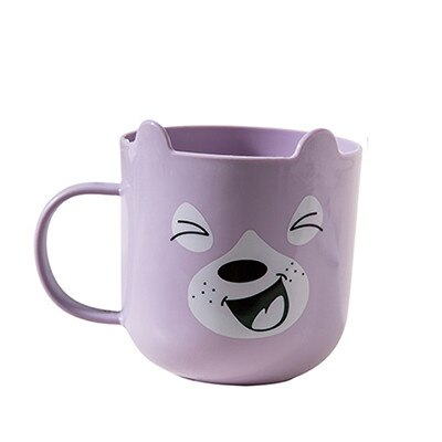 1 st tecknade babymuggar dricksvatten borsta tänder tvättmugg barn spädbarn baby mjölkkopp med handtag hushållsprylar verktyg: Lila