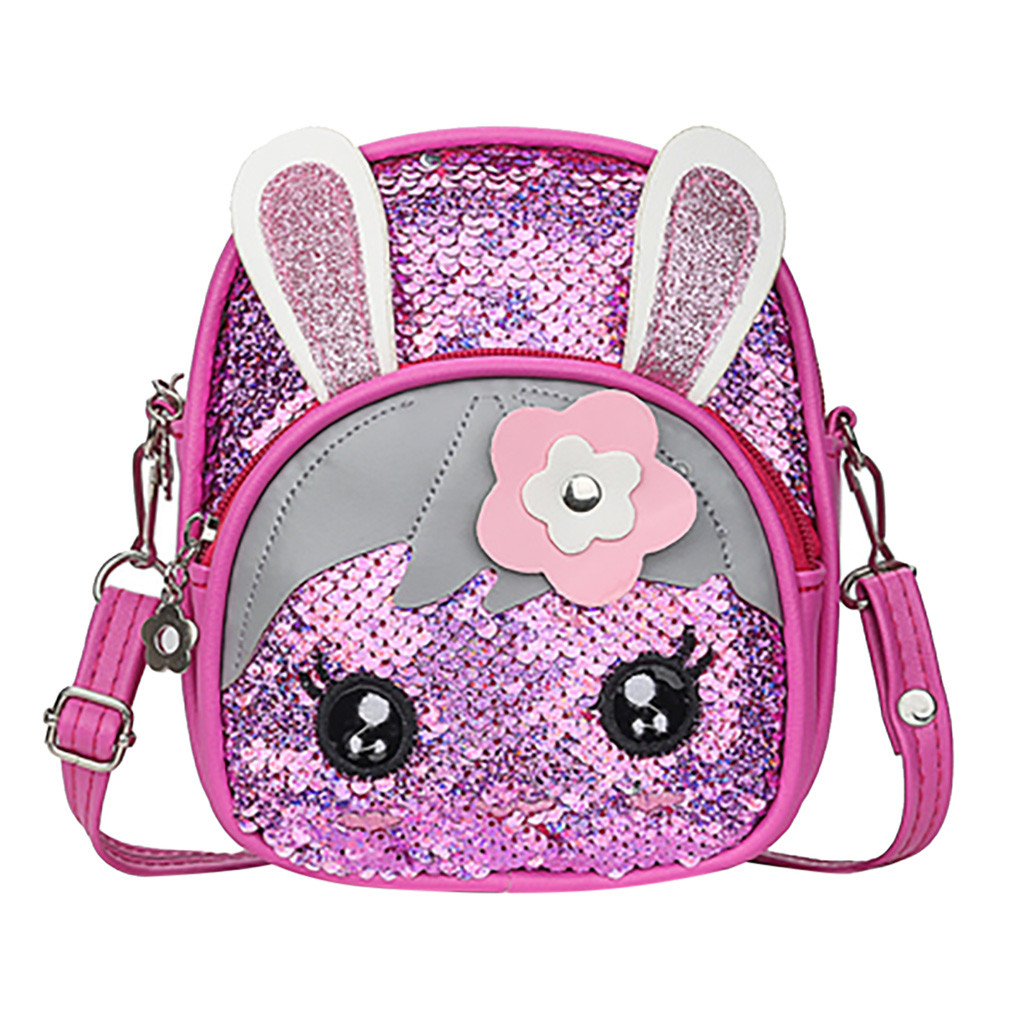 3D Cartoon School Bag Children Blinking Sequins Backpack Wild Cute Rabbit Ear Backpack детский рюкзак: B