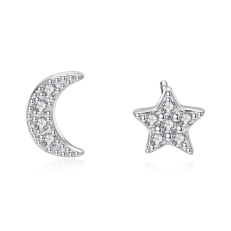 BELAWANG-pendientes de luna y estrella para mujer, de Plata de Ley 925, joyería Original de Navidad, , joyería: YE3212