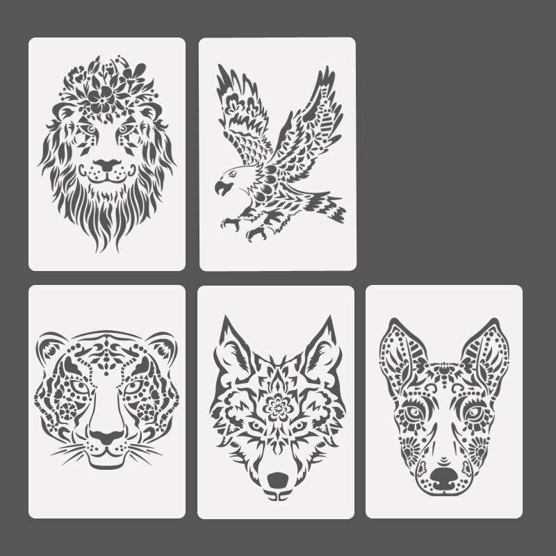 DIY animal Hand Drawing Stencil Tools Kids Toy Photo Novelty Educational Toy Various Styles Art Supplies Toy For kids: 5pcs B