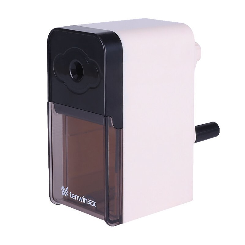 Afilador de lápices de , manivela manual con contenedor, para niños, pintura, artista, papelería, suministros escolares: White